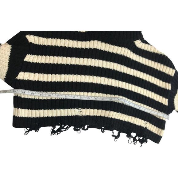 Zara Women Crop Sweater L Black White Striped Turtleneck Pullover 6771/158 NWT - Picture 5 of 10